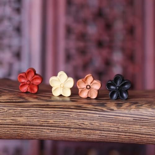 Wood Beads Plum Blossom Carved DIY Sold By PC