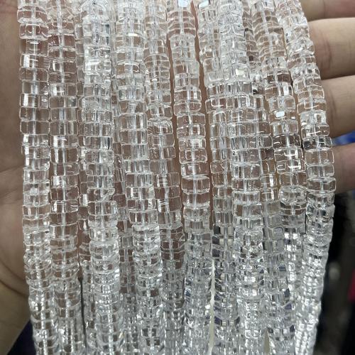 Grânulos de quartzo natural clara, Cristal branco, Roda plana, joias de moda & DIY & facetada, limpo, Length about 4-5mm, vendido para Aprox 38 cm Strand