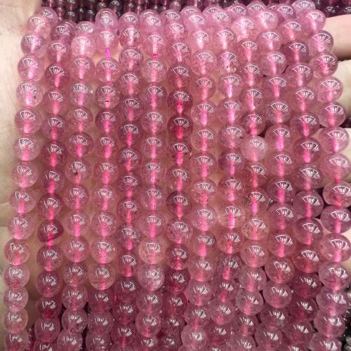 Natural Amethyst Beads Strawberry Quartz Round fashion jewelry & DIY pink Sold Per Approx 38 cm Strand