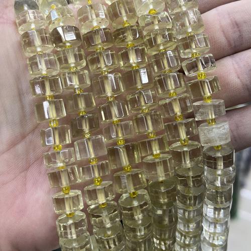 Natural Quartz Jewelry Beads Lemon Quartz Flat Round fashion jewelry & DIY & faceted yellow Sold Per Approx 38 cm Strand