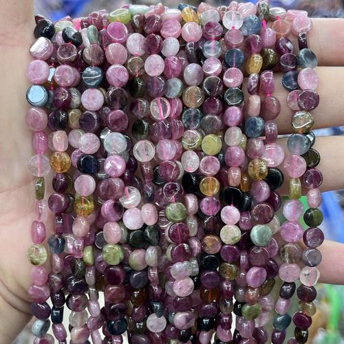 Gemstone Jewelry Beads Tourmaline Flat Round fashion jewelry & DIY mixed colors 6.70mm Sold Per Approx 38 cm Strand