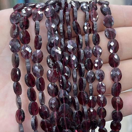 Natural Garnet Beads Flat Oval fashion jewelry & DIY & faceted garnet Length about 6-8mm Sold Per Approx 38 cm Strand