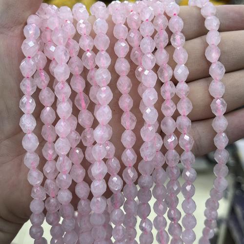 Natural Rose Quartz Beads Oval fashion jewelry & DIY & faceted pink Length about 6.5-7.6mm Sold Per Approx 38 cm Strand