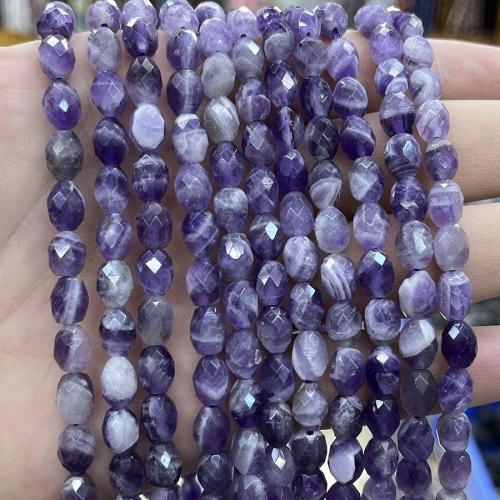Natürliche Amethyst Perlen, oval, Modeschmuck & DIY & facettierte, violett, Length about 6.5-7.6mm, verkauft per ca. 38 cm Strang