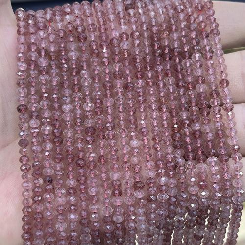 Φυσικό χαλαζία κοσμήματα χάντρες, Strawberry Quartz, Άβακας, κοσμήματα μόδας & DIY & πολύπλευρη, ροζ, 2.70x3.70mm, Sold Per Περίπου 38 cm Strand