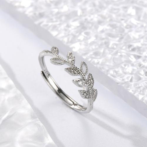 Cubic Zirconia Micro Pave 925 Sterling Silver Rings Leaf fashion jewelry & micro pave cubic zirconia & for woman Sold By PC
