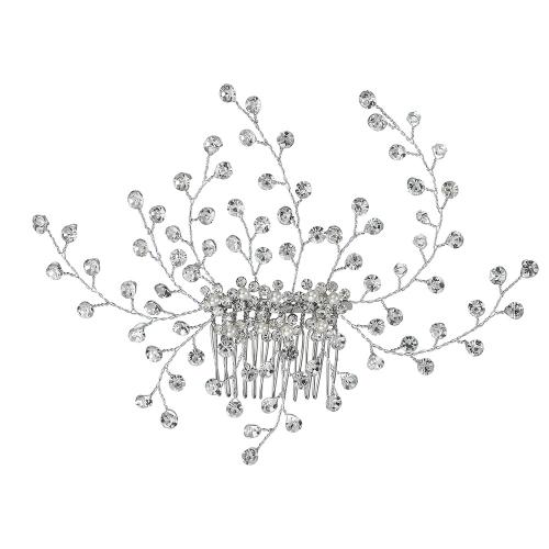 Peinetas Decorativas, metal, con Perlas plásticas, Joyería & para mujer & con diamantes de imitación, plateado, 170x125mm, Vendido por UD