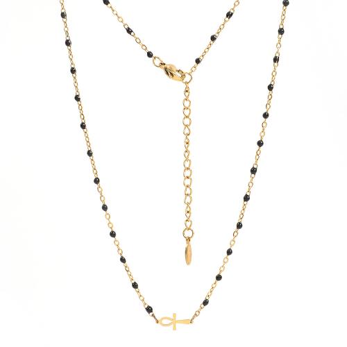 Edelstahl Schmuck Halskette, 304 Edelstahl, mit Verlängerungskettchen von 5cm, Modeschmuck & für Frau & Emaille, keine, Länge ca. 45 cm, verkauft von PC
