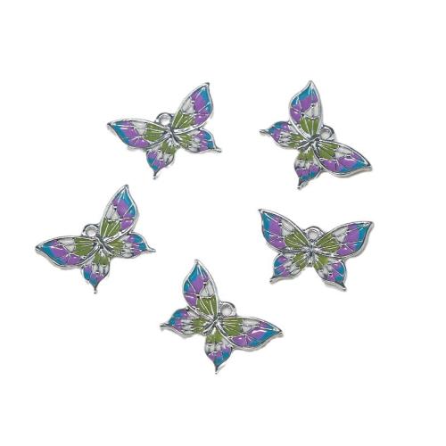 Pendentifs animaux en alliage de zinc, papillon, Placage, DIY & émail, couleur originale, 25x17mm, Vendu par PC