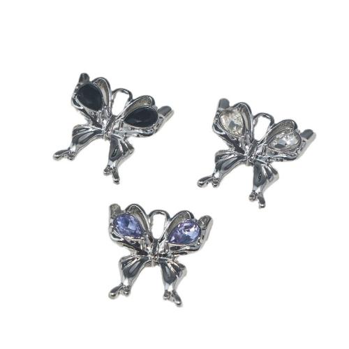 Zinc Alloy Animal Pendants Butterfly plated DIY & with rhinestone Sold By PC