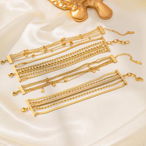 Tytan stalowa bransoleta, Titantium stali, Powlekane, różne style do wyboru & dla kobiety, złoty, długość 16 cm, sprzedane przez PC