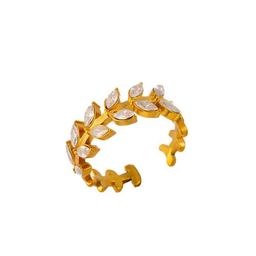 Titanium ringen, Titanium Staal, plated, micro pave zirconia & voor vrouw, gouden, Verkocht door PC