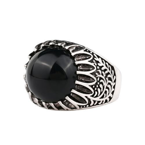 Zinklegering ringen, Zinc Alloy, met Hars, mode sieraden & uniseks & verschillende grootte voor keus, zwart, Verkocht door PC