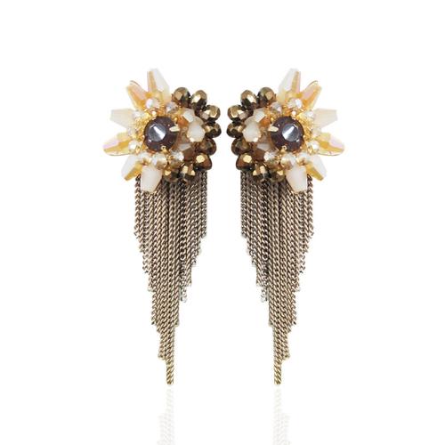 Fashion Fringe Earrings Crystal with Iron Tassel plated fashion jewelry & for woman Sold By Pair