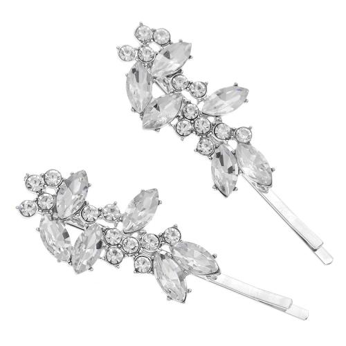 Hair Slide Zinc Alloy fashion jewelry & for woman & with rhinestone silver color Sold By Bag