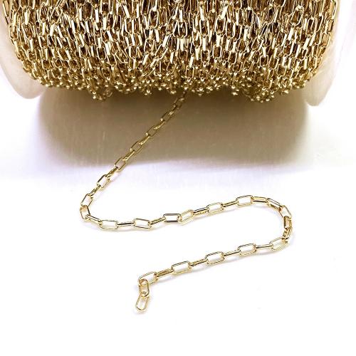 Messing halskæde kæde, guldfarve belagt, du kan DIY, nikkel, bly & cadmium fri, 5x2.50x1mm, Solgt af m