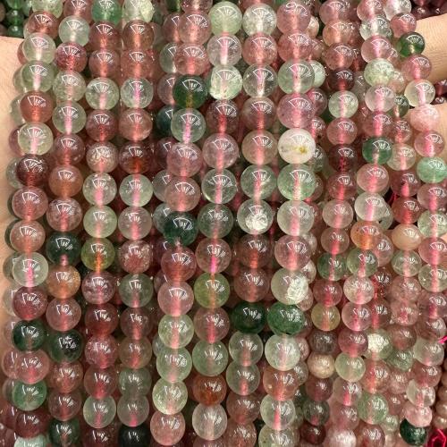 Naturlige kvarts smykker perler, Strawberry Quartz, Runde, mode smykker & du kan DIY & forskellig størrelse for valg, blandede farver, Solgt Per Ca. 38 cm Strand