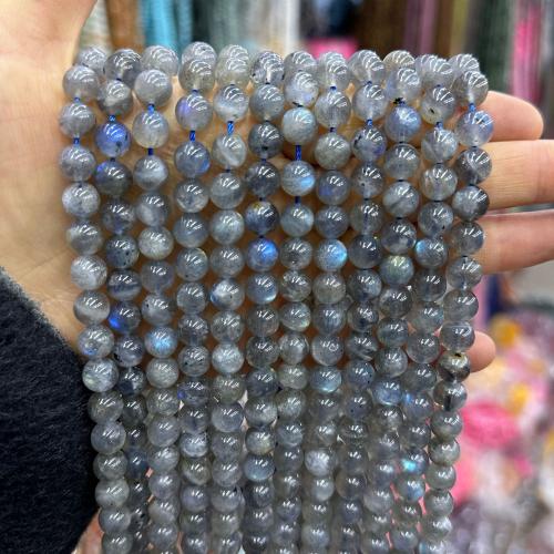 Mondstein Perlen, rund, Modeschmuck & DIY, grau, 8mm, verkauft per ca. 38 cm Strang