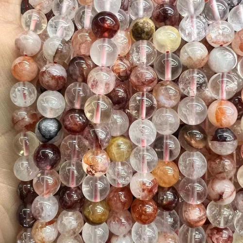 Gemstone Jewelry Beads Red Marble Glue Stone Round fashion jewelry & DIY mixed colors Sold Per Approx 38 cm Strand
