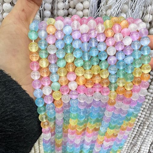Gemstone Jewelry Beads Gypsum Stone Round fashion jewelry & DIY mixed colors Sold Per Approx 38 cm Strand