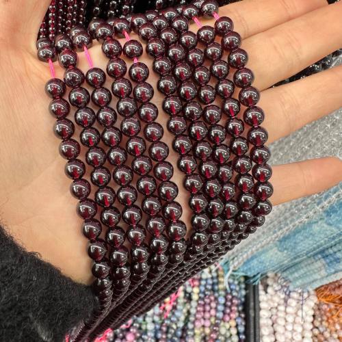 Naturlig granat perler, Garnet, Runde, mode smykker & du kan DIY & forskellig størrelse for valg, granat, Solgt Per Ca. 38 cm Strand