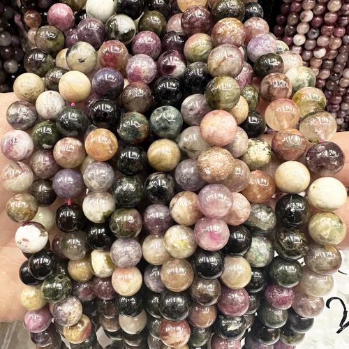 Koraliki z kameniem szlachetnym, Turmalin, Koło, biżuteria moda & DIY & różnej wielkości do wyboru, mieszane kolory, sprzedawane na około 38 cm Strand