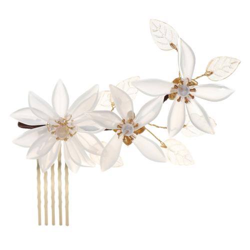Decorative Hair Combs Zinc Alloy with Polymer Clay & Plastic Pearl fashion jewelry & for woman golden Sold By PC