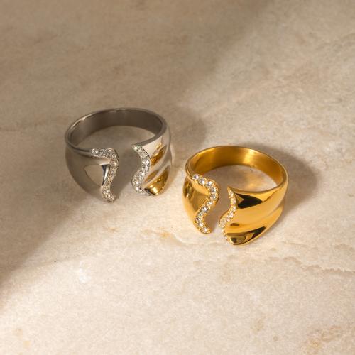 Rostfritt stål Rhinestone Fingerringar, 304 rostfritt stål, mode smycken & för kvinna & med strass, fler färger för val, Säljs av PC