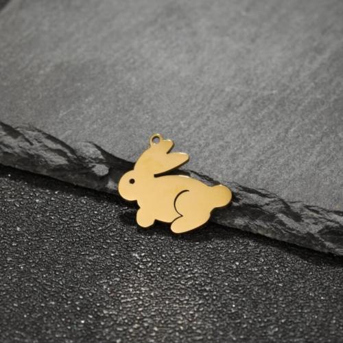 Stainless Steel Animal Pendants 304 Stainless Steel Rabbit plated DIY Sold By Bag