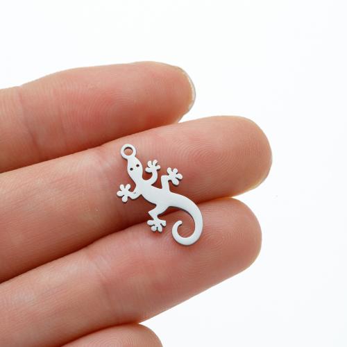 Stainless Steel Animal Pendants 304 Stainless Steel Gecko plated DIY Sold By Bag