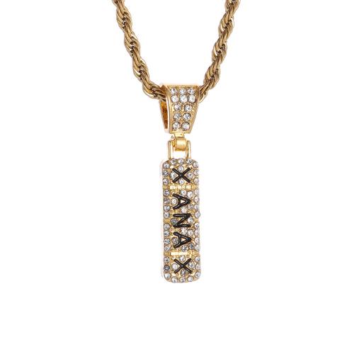 Zinc Alloy Jewelry Necklace punk style & micro pave cubic zirconia & for man Sold By PC