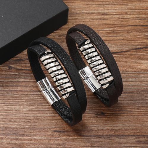 PU Leather Cord Bracelets Zinc Alloy with Magnet & PU Leather Unisex Sold By PC