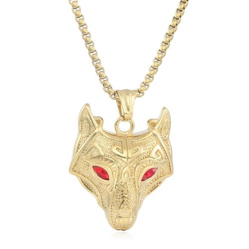 Stainless Steel Jewelry Necklace 304 Stainless Steel Fox polished Unisex & with rhinestone Length Approx 60 cm Sold By PC