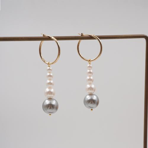 Messing Drop ørering, med Plastic Pearl, forgyldt, mode smykker, flere farver til valg, nikkel, bly & cadmium fri, Solgt af par