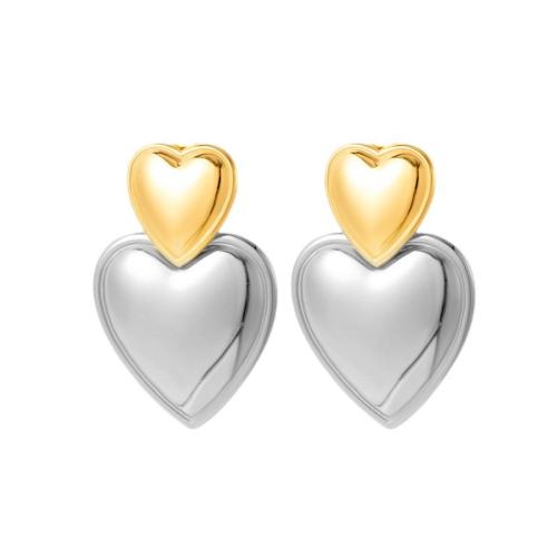 Titanium Steel  Earring Heart Vacuum Ion Plating for woman Sold By Pair