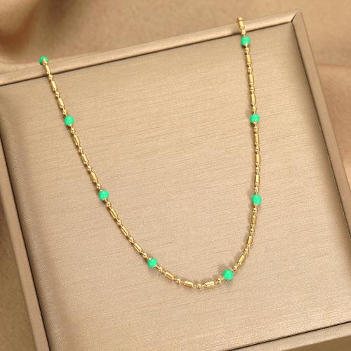 Stainless Steel Jewelry Necklace 304 Stainless Steel plated for woman & enamel Length Approx 41-50 cm Sold By PC