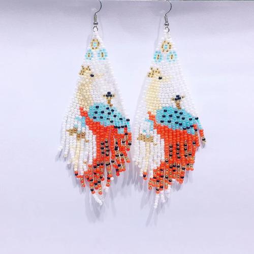 Zinc Alloy Drop Earrings with Seedbead for woman mixed colors Sold By Pair