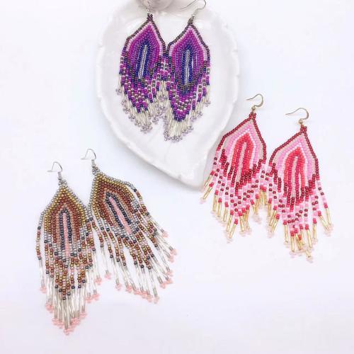 Zinc Alloy Drop Earrings with Seedbead for woman Sold By Pair