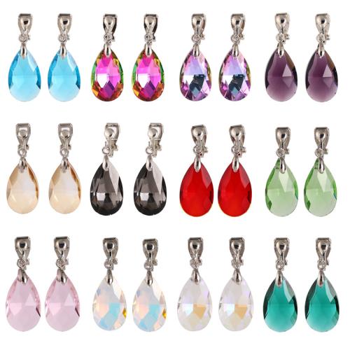 Kristallen oorbellen, Zinc Alloy, met Kristal, voor vrouw, meer kleuren voor de keuze, 16x22mm, Verkocht door pair