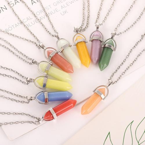 Zinc Alloy Jewelry Necklace with Night-Light Stone for woman & luminated Length 45 cm Sold By PC
