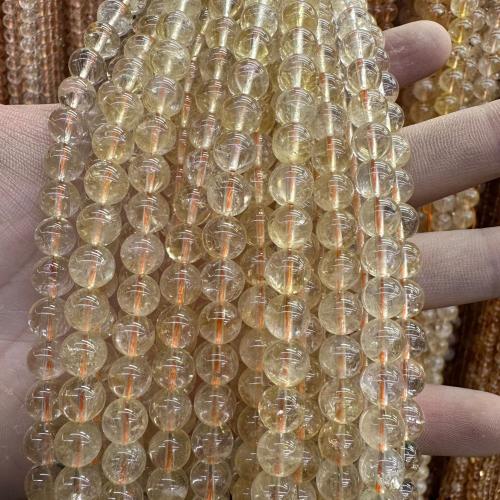 Perles Citrine naturelles, perles de citrine, Rond, bijoux de mode & différentes qualités de choix & DIY & normes différentes pour le choix, Jaune, Vendu par Environ 38 cm brin