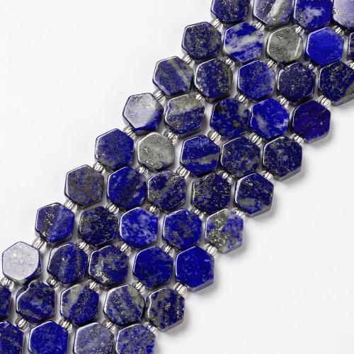 Abalorios de Lapislazuli, Lapislázuli, Hexágono, Joyería & Bricolaje, lapislázuli, 9mm, Vendido para aproximado 38 cm Sarta