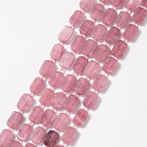 Naturlige kvarts smykker perler, Strawberry Quartz, Rektangel, mode smykker & du kan DIY, lyserød, 10x12mm, Solgt Per Ca. 38 cm Strand