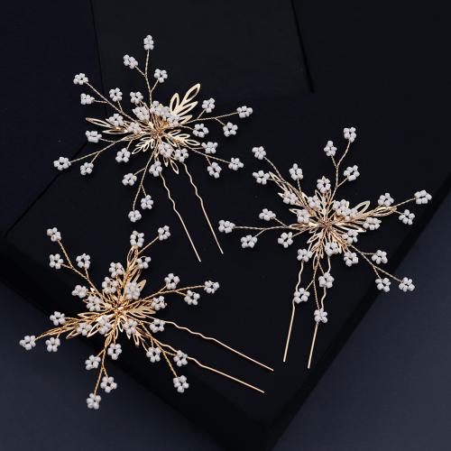 Hair Stick Zinc Alloy with Acrylic fashion jewelry & for woman golden Sold By Bag