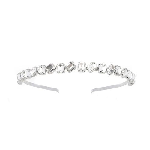 Hair Bands Zinc Alloy for woman & with rhinestone silver color Sold By PC