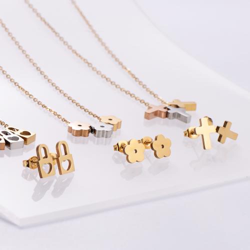 Fashion Stainless Steel Jewelry Sets Stud Earring & necklace 316L Stainless Steel 2 pieces & for woman Length Approx 45 cm Sold By Bag