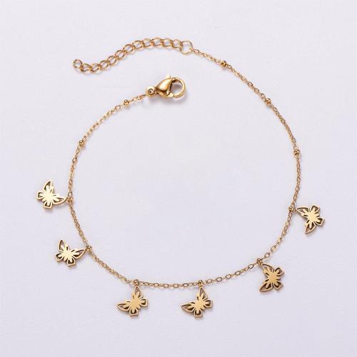 Stainless Steel Jewelry Bracelet 316L Stainless Steel with 3cm extender chain 18K gold plated fashion jewelry & for woman golden Length Approx 18 cm Sold By Bag