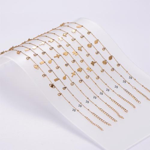 Stainless Steel Jewelry Bracelet 316L Stainless Steel with 5cm extender chain 18K gold plated & for woman & with rhinestone golden Length Approx 18 cm Sold By Bag