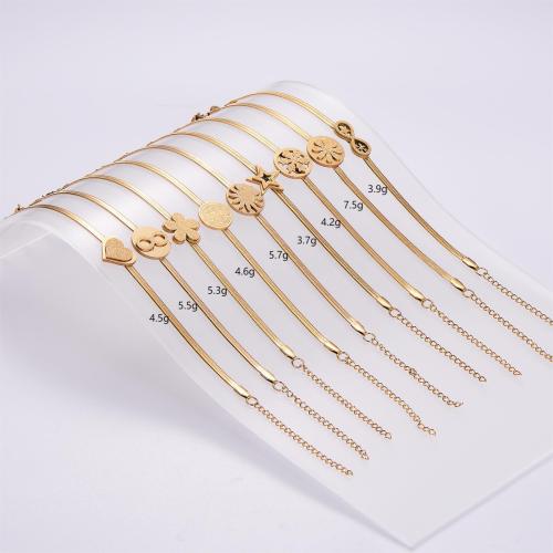 Stainless Steel Jewelry Bracelet 316L Stainless Steel with 5cm extender chain 18K gold plated fashion jewelry & for woman golden Length Approx 18 cm Sold By Bag