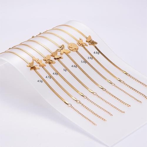 Stainless Steel Jewelry Bracelet 316L Stainless Steel with 5cm extender chain Butterfly 18K gold plated fashion jewelry & for woman golden Length Approx 18 cm Sold By Bag